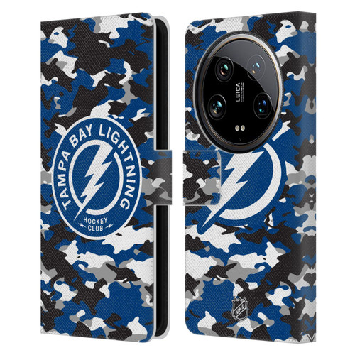 NHL Tampa Bay Lightning Camouflage Leather Book Wallet Case Cover For Xiaomi 14 Ultra