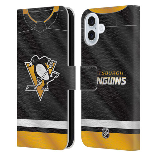 NHL Pittsburgh Penguins Jersey Leather Book Wallet Case Cover For Apple iPhone 16 Plus