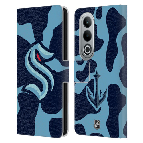 NHL Seattle Kraken Cow Pattern Leather Book Wallet Case Cover For OPPO OnePlus Ace 3V 5G