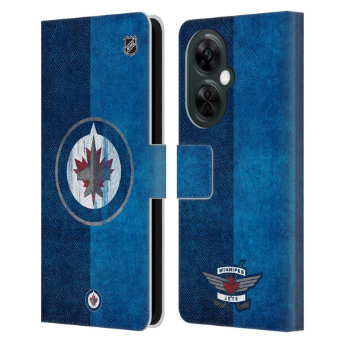 NHL Winnipeg Jets Half Distressed Leather Book Wallet Case Cover For OnePlus Nord CE 3 Lite 5G