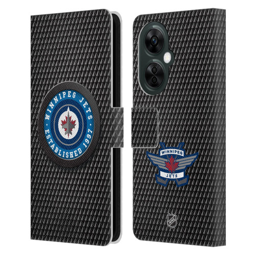NHL Winnipeg Jets Puck Texture Leather Book Wallet Case Cover For OnePlus Nord CE 3 Lite 5G
