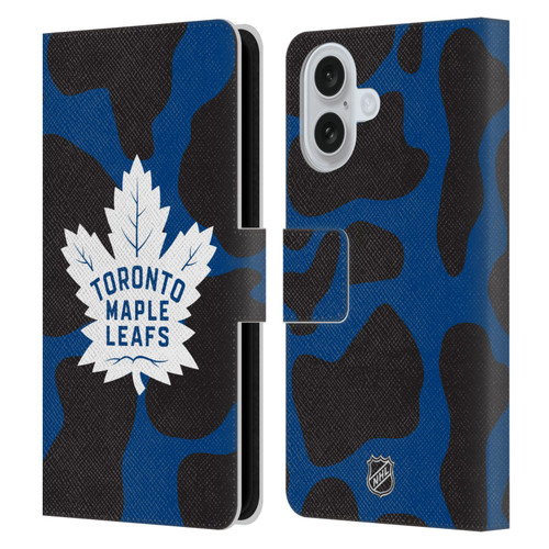 NHL Toronto Maple Leafs Cow Pattern Leather Book Wallet Case Cover For Apple iPhone 16