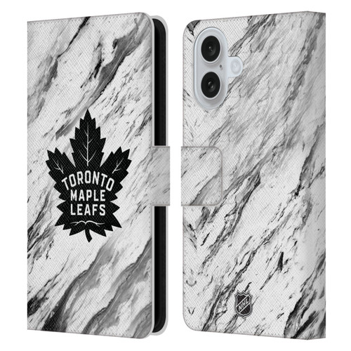 NHL Toronto Maple Leafs Marble Leather Book Wallet Case Cover For Apple iPhone 16