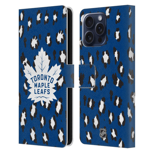 NHL Toronto Maple Leafs Leopard Patten Leather Book Wallet Case Cover For Apple iPhone 16 Pro Max