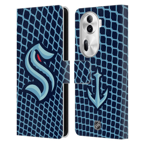 NHL Seattle Kraken Net Pattern Leather Book Wallet Case Cover For OPPO Reno11