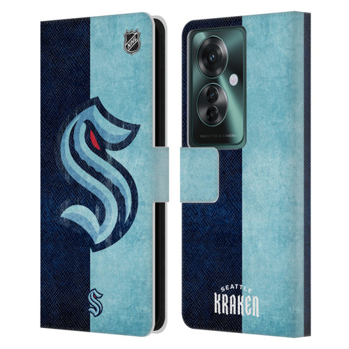 NHL Seattle Kraken Half Distressed Leather Book Wallet Case Cover For OPPO Reno11 F 5G / F25 Pro 5G