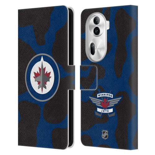 NHL Winnipeg Jets Cow Pattern Leather Book Wallet Case Cover For OPPO Reno11