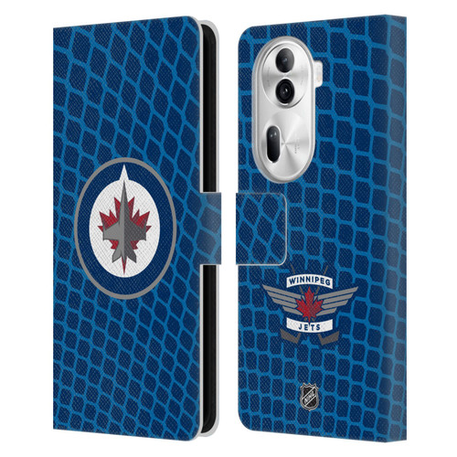 NHL Winnipeg Jets Net Pattern Leather Book Wallet Case Cover For OPPO Reno11