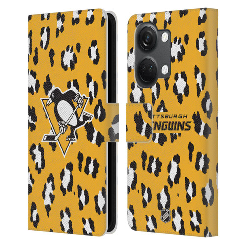 NHL Pittsburgh Penguins Leopard Patten Leather Book Wallet Case Cover For OnePlus Nord 3 5G