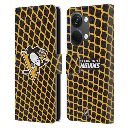NHL Pittsburgh Penguins Net Pattern Leather Book Wallet Case Cover For OnePlus Nord 3 5G