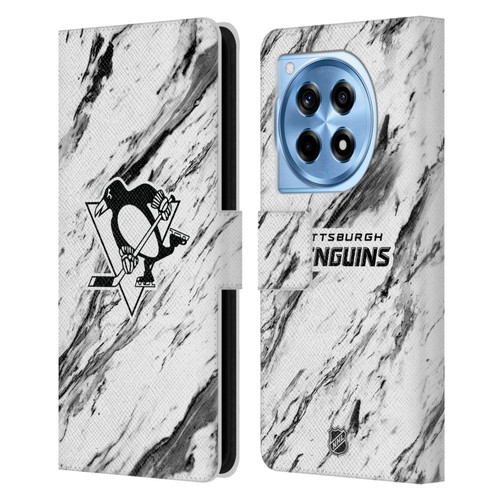 NHL Pittsburgh Penguins Marble Leather Book Wallet Case Cover For OnePlus 12R