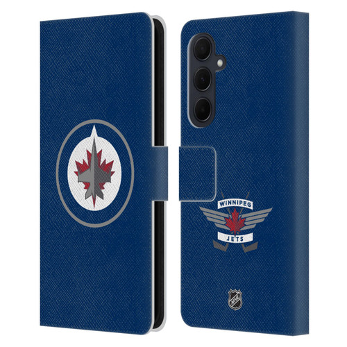 NHL Winnipeg Jets Plain Leather Book Wallet Case Cover For Samsung Galaxy A35 5G