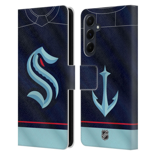 NHL Seattle Kraken Jersey Leather Book Wallet Case Cover For Samsung Galaxy A55 5G