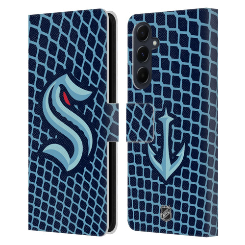 NHL Seattle Kraken Net Pattern Leather Book Wallet Case Cover For Samsung Galaxy A55 5G