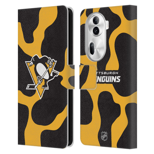 NHL Pittsburgh Penguins Cow Pattern Leather Book Wallet Case Cover For OPPO Reno11