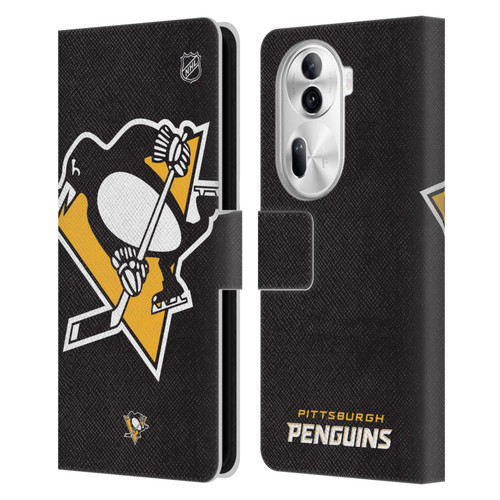NHL Pittsburgh Penguins Oversized Leather Book Wallet Case Cover For OPPO Reno11