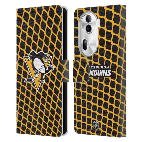 NHL Pittsburgh Penguins Net Pattern Leather Book Wallet Case Cover For OPPO Reno11