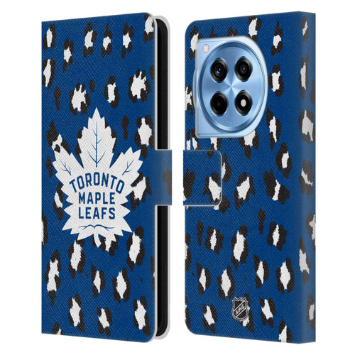 NHL Toronto Maple Leafs Leopard Patten Leather Book Wallet Case Cover For OnePlus 12R