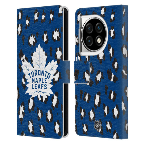 NHL Toronto Maple Leafs Leopard Patten Leather Book Wallet Case Cover For OPPO OnePlus Ace 3 5G