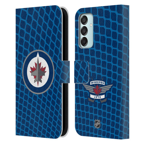 NHL Winnipeg Jets Net Pattern Leather Book Wallet Case Cover For Samsung Galaxy M15/F15 5G