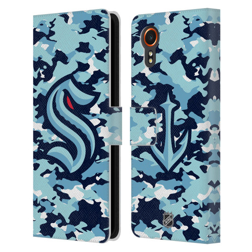 NHL Seattle Kraken Camouflage Leather Book Wallet Case Cover For Samsung Galaxy Xcover7 5G