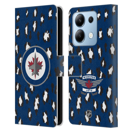 NHL Winnipeg Jets Leopard Patten Leather Book Wallet Case Cover For Xiaomi Redmi Note 13/13 Pro 5G