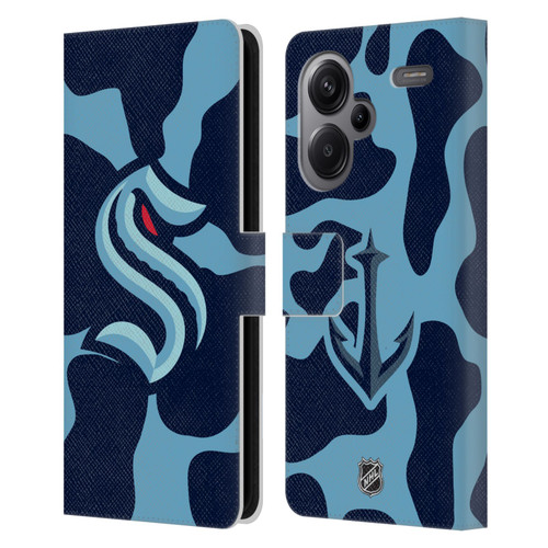 NHL Seattle Kraken Cow Pattern Leather Book Wallet Case Cover For Xiaomi Redmi Note 13 Pro Plus 5G