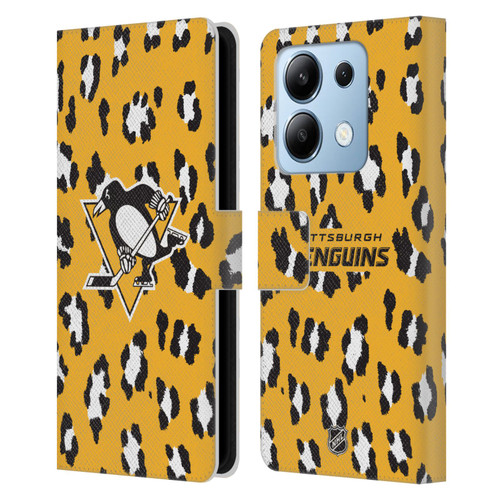 NHL Pittsburgh Penguins Leopard Patten Leather Book Wallet Case Cover For Xiaomi Redmi Note 13/13 Pro 5G