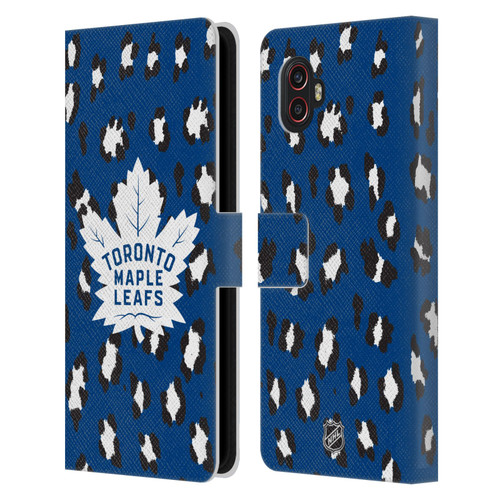 NHL Toronto Maple Leafs Leopard Patten Leather Book Wallet Case Cover For Samsung Galaxy Xcover6 Pro/Pro2