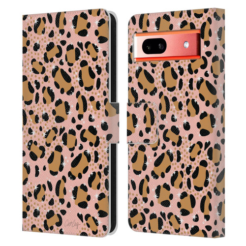 Cat Coquillette Tropical Wildlife Sparkly Leopard Print Leather Book Wallet Case Cover For Google Pixel 7a