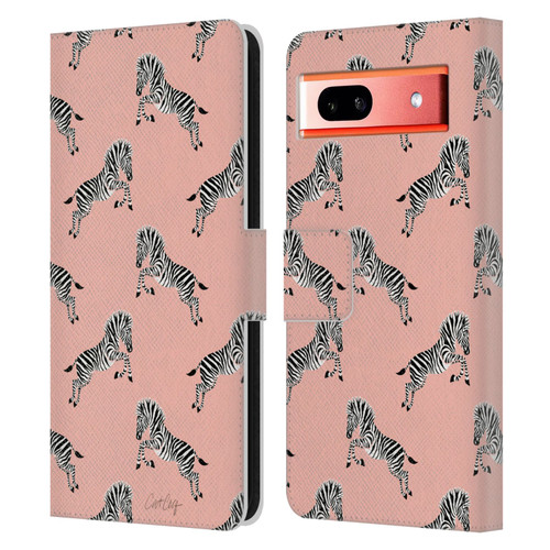 Cat Coquillette Tropical Wildlife Zebra Leap Pattern Leather Book Wallet Case Cover For Google Pixel 7a