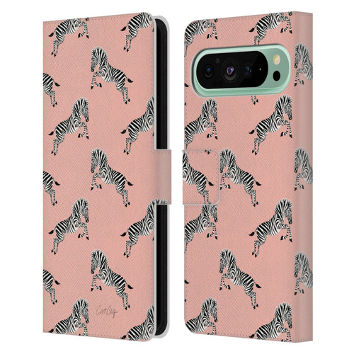 Cat Coquillette Tropical Wildlife Zebra Leap Pattern Leather Book Wallet Case Cover For Google Pixel 9 Pro XL