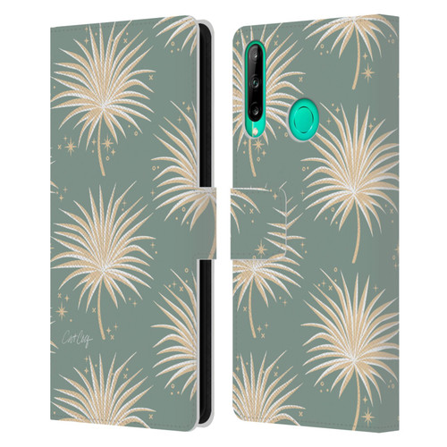 Cat Coquillette Tropical Wildlife Fan Palm Sparkles Leather Book Wallet Case Cover For Huawei P40 lite E