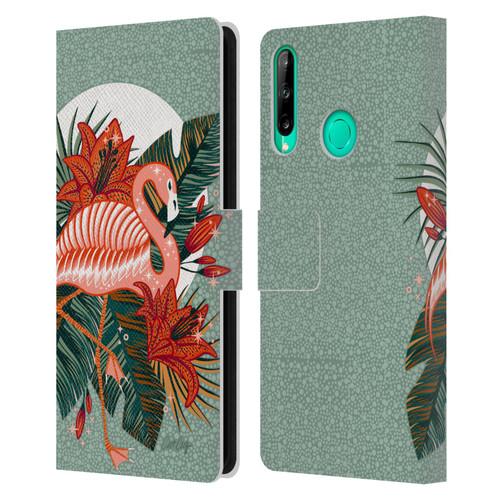 Cat Coquillette Tropical Wildlife Flamingo And Lilies Leather Book Wallet Case Cover For Huawei P40 lite E