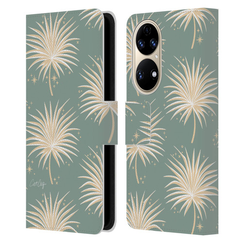 Cat Coquillette Tropical Wildlife Fan Palm Sparkles Leather Book Wallet Case Cover For Huawei P50