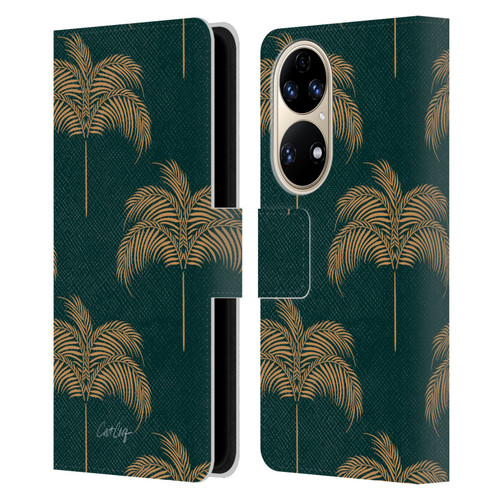 Cat Coquillette Tropical Wildlife Palm Tree Oasis Leather Book Wallet Case Cover For Huawei P50