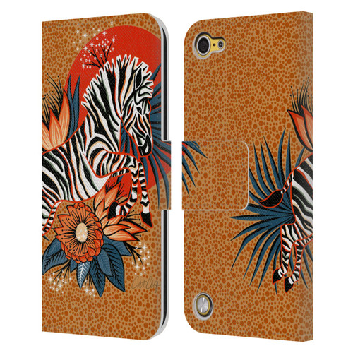 Cat Coquillette Tropical Wildlife Zebra Leap Leather Book Wallet Case Cover For Apple iPod Touch 5G 5th Gen