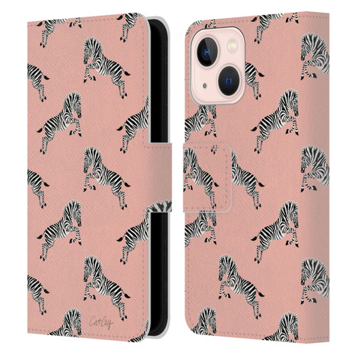 Cat Coquillette Tropical Wildlife Zebra Leap Pattern Leather Book Wallet Case Cover For Apple iPhone 13 Mini