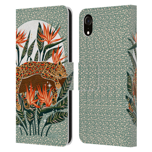 Cat Coquillette Tropical Wildlife Leopard Moonrise Leather Book Wallet Case Cover For Apple iPhone XR