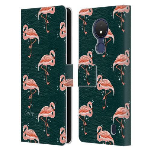 Cat Coquillette Tropical Wildlife Flamingo Sparkles Leather Book Wallet Case Cover For Nokia C21