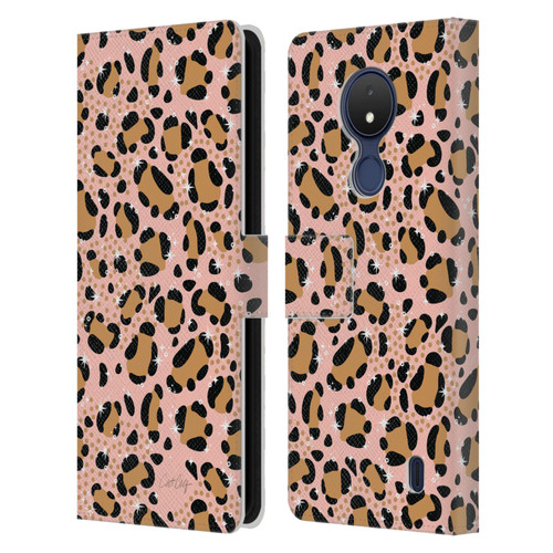 Cat Coquillette Tropical Wildlife Sparkly Leopard Print Leather Book Wallet Case Cover For Nokia C21
