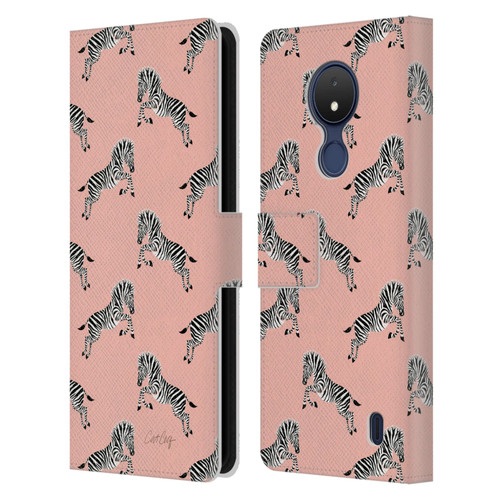 Cat Coquillette Tropical Wildlife Zebra Leap Pattern Leather Book Wallet Case Cover For Nokia C21