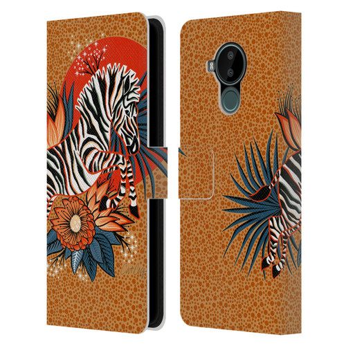 Cat Coquillette Tropical Wildlife Zebra Leap Leather Book Wallet Case Cover For Nokia C30