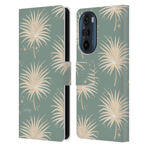 Cat Coquillette Tropical Wildlife Fan Palm Sparkles Leather Book Wallet Case Cover For Motorola Edge 30