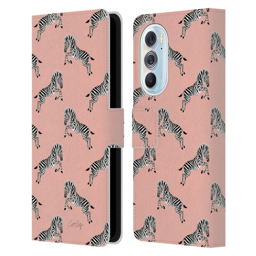 Cat Coquillette Tropical Wildlife Zebra Leap Pattern Leather Book Wallet Case Cover For Motorola Edge X30