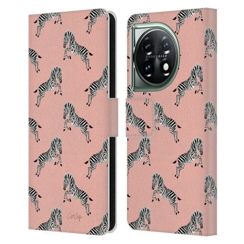 Cat Coquillette Tropical Wildlife Zebra Leap Pattern Leather Book Wallet Case Cover For OnePlus 11 5G