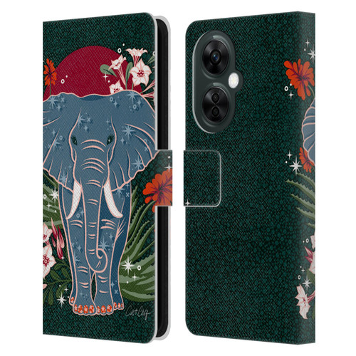 Cat Coquillette Tropical Wildlife Elephant And Aloe Leather Book Wallet Case Cover For OnePlus Nord CE 3 Lite 5G