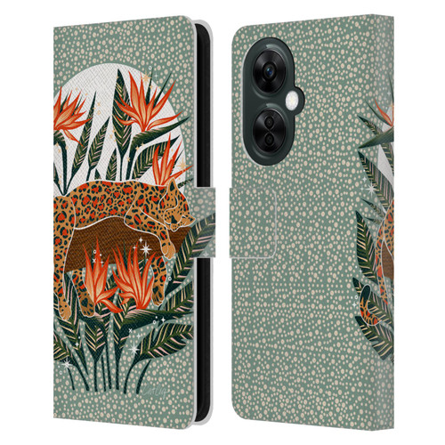 Cat Coquillette Tropical Wildlife Leopard Moonrise Leather Book Wallet Case Cover For OnePlus Nord CE 3 Lite 5G