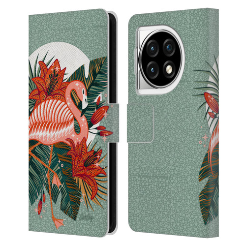 Cat Coquillette Tropical Wildlife Flamingo And Lilies Leather Book Wallet Case Cover For OPPO OnePlus Ace 3 5G