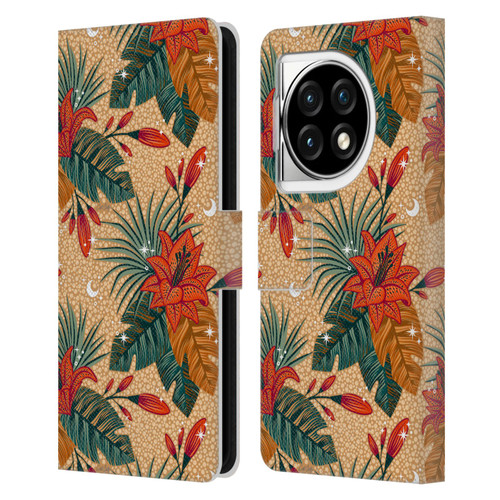 Cat Coquillette Tropical Wildlife Lily Leather Book Wallet Case Cover For OPPO OnePlus Ace 3 5G